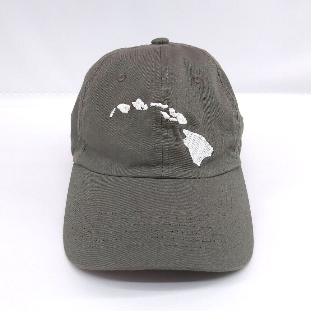 Hawaiian Islands Hat Adult Size Gray Embroidered Islands Logo Adjustable